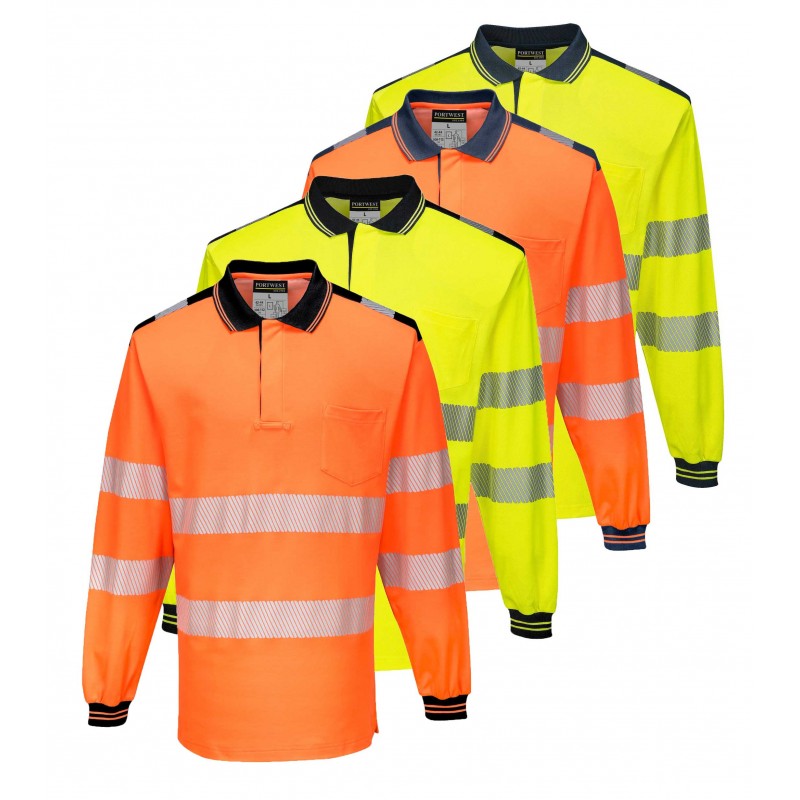 Tricou reflectorizant Polo PW3 Hi-Vis cu maneca lunga T184